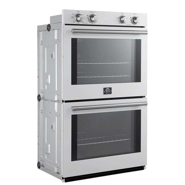 FORNO Espresso Vomero 30" 10 cu. ft. Electric Double Wall Oven in White with Stainless Steel Accents- FBOEL1324-30WHT