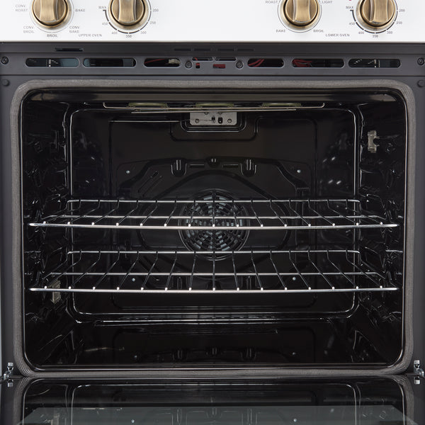 FORNO Espresso Vomero 30" 10 cu. ft. Electric Double Wall Oven in White with Antique Brass Accents- FBOEL1324-30WHT