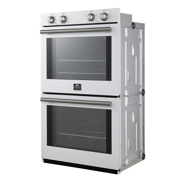 FORNO Espresso Vomero 30" 10 cu. ft. Electric Double Wall Oven in White with Stainless Steel Accents- FBOEL1324-30WHT