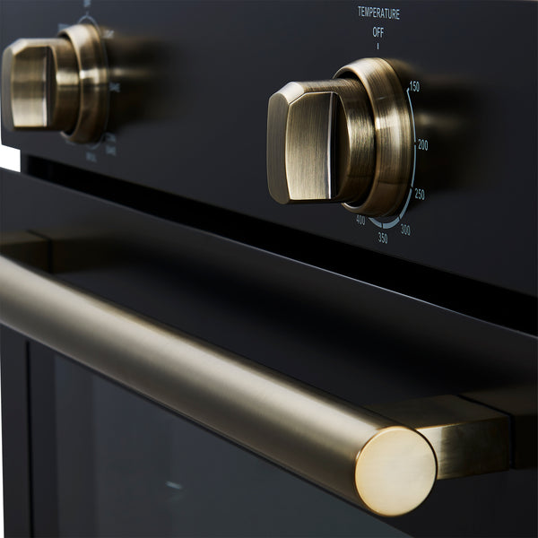 FORNO Espresso Vomero 30" 5 cu. ft. Electric Single Wall Oven in Black with Antique Brass Accents- FBOEL1370-30BLK