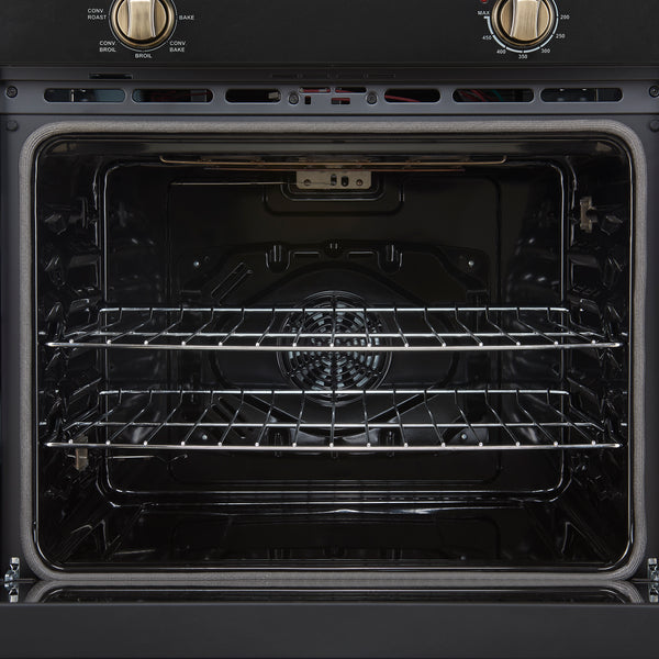 FORNO Espresso Vomero 30" 5 cu. ft. Electric Single Wall Oven in Black with Antique Brass Accents- FBOEL1370-30BLK