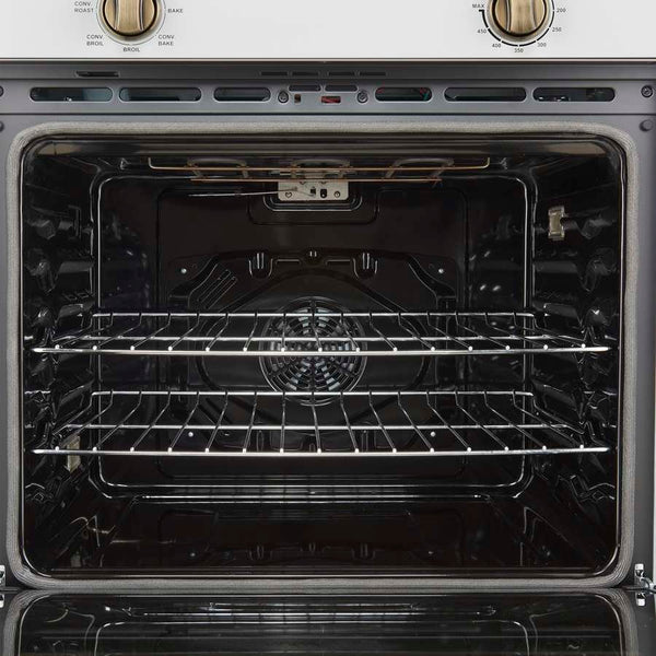 FORNO Espresso Vomero 30" 5 cu. ft. Electric Single Wall Oven in White with Antique Brass Accents- FBOEL1370-30WHT