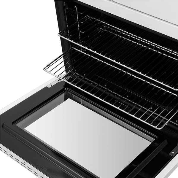 FORNO Asti 30" 7.36 cu. ft. French Door Double Electric Wall Oven with Air Fry, Self-Clean and Sous Vide in White with Antique Brass Accents- FBOEL1340-30WHT