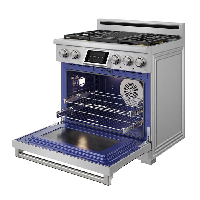 THOR Kitchen X Series 36" Professional Propane Gas Burner, Electric Oven Range with Self-Clean - XRD36ELP