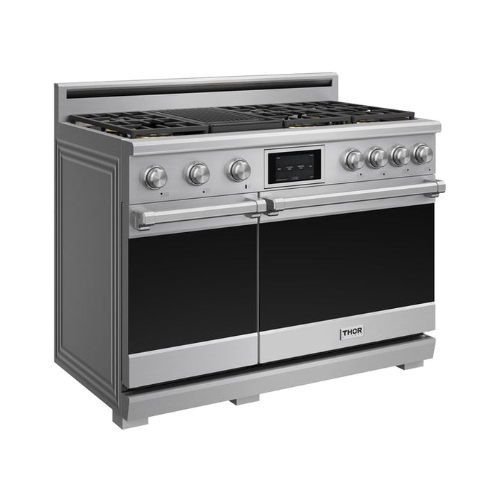 THOR Kitchen 48" Professional Natural Gas Dual Fuel Range with 7 Italian Brass Burners, Air Fry and Self-Clean - XRD48E
