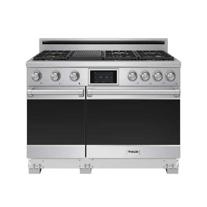 THOR Kitchen 48" Professional Natural Gas Dual Fuel Range with 7 Italian Brass Burners, Air Fry and Self-Clean - XRD48E