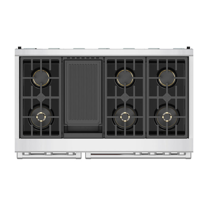 THOR Kitchen 48" Professional Natural Gas Dual Fuel Range with 7 Italian Brass Burners, Air Fry and Self-Clean - XRD48E