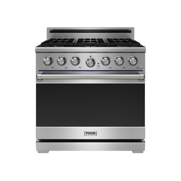 THOR Kitchen 36" 6 cu. ft. Professional Natural Gas Range with 6 Italian Brass Sealed Burners in Stainless Steel - XRG36E