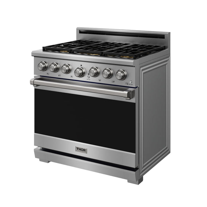 THOR Kitchen 36" 6 cu. ft. Professional Natural Gas Range with 6 Italian Brass Sealed Burners in Stainless Steel - XRG36E