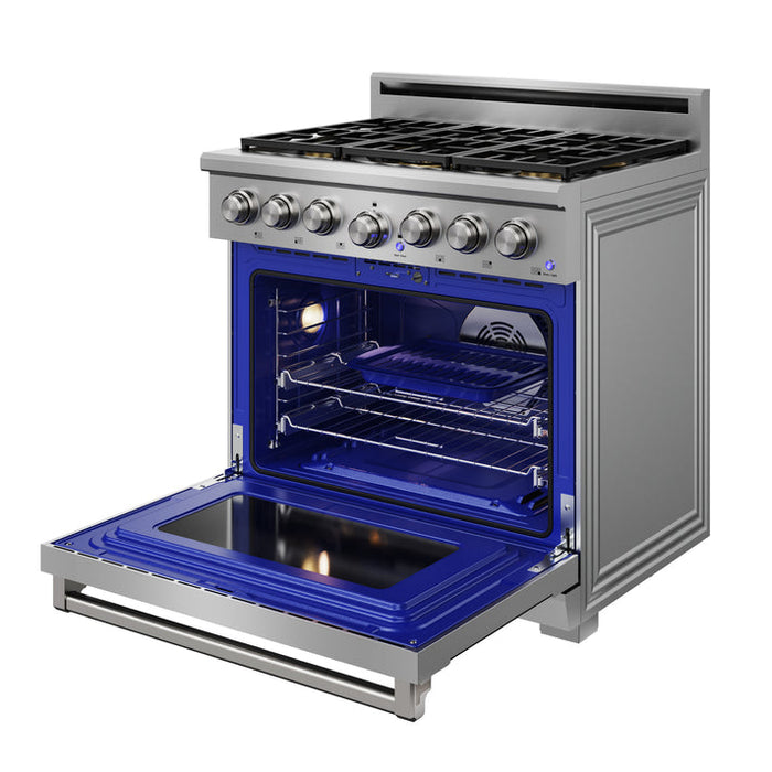 THOR Kitchen 36" 6 cu. ft. Professional Natural Gas Range with 6 Italian Brass Sealed Burners in Stainless Steel - XRG36E