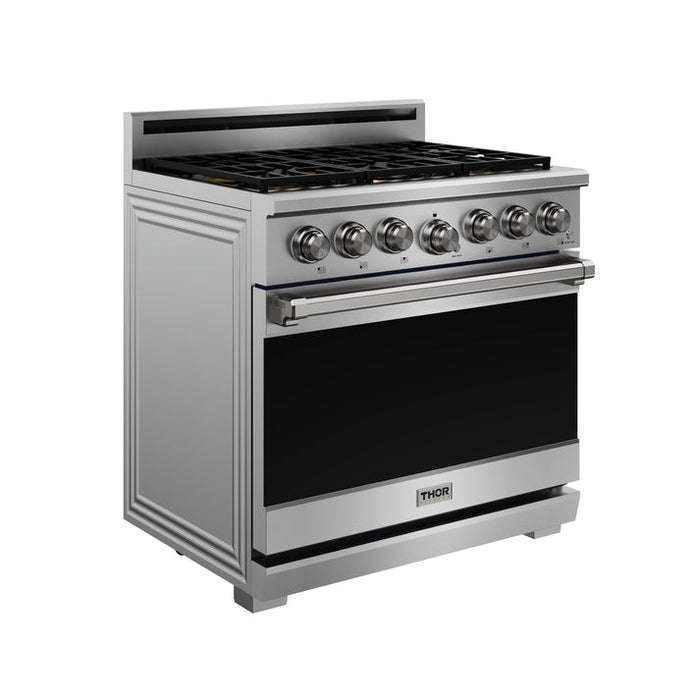 THOR Kitchen 36" 6 cu. ft. Professional Natural Gas Range with 6 Italian Brass Sealed Burners in Stainless Steel - XRG36E
