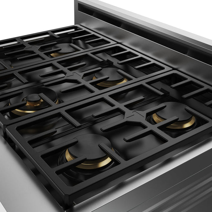THOR Kitchen 36" 6 cu. ft. Professional Natural Gas Range with 6 Italian Brass Sealed Burners in Stainless Steel - XRG36E