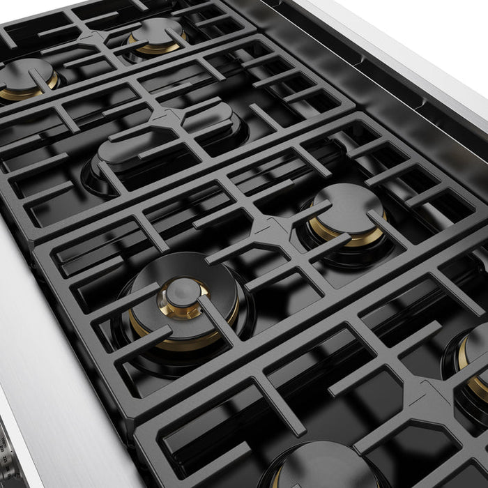 THOR Kitchen 48" 7.6 cu. ft. Professional Natural Gas Range with 7 Italian Brass Sealed Burners in Stainless Steel - XRG48E