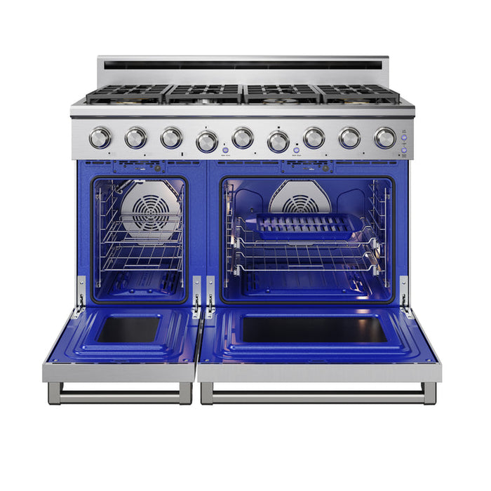 THOR Kitchen 48" 7.6 cu. ft. Professional Natural Gas Range with 7 Italian Brass Sealed Burners in Stainless Steel - XRG48E