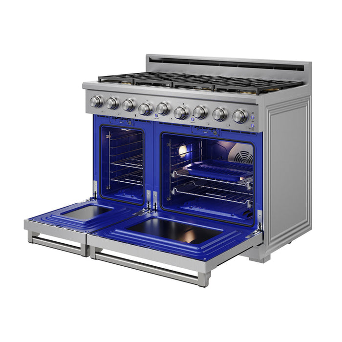 THOR Kitchen 48" 7.6 cu. ft. Professional Natural Gas Range with 7 Italian Brass Sealed Burners in Stainless Steel - XRG48E