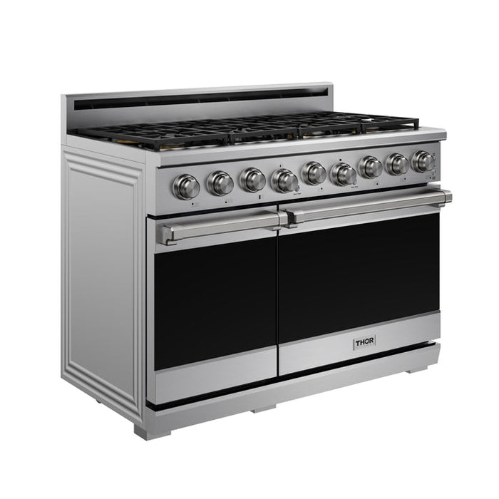 THOR Kitchen 48" 7.6 cu. ft. Professional Natural Gas Range with 7 Italian Brass Sealed Burners in Stainless Steel - XRG48E