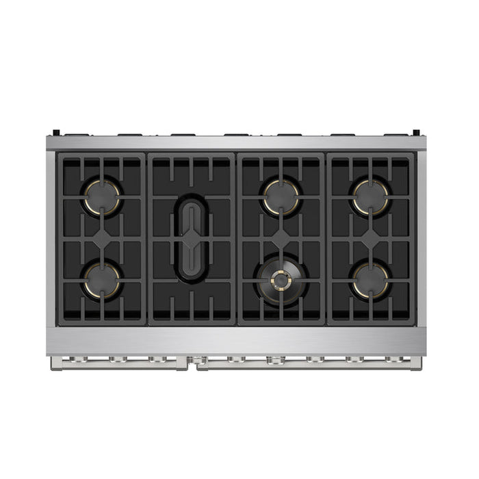 THOR Kitchen 48" 7.6 cu. ft. Professional Natural Gas Range with 7 Italian Brass Sealed Burners in Stainless Steel - XRG48E