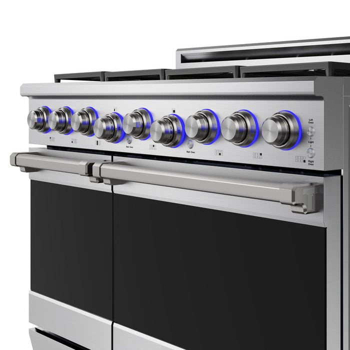 THOR Kitchen 48" 7.6 cu. ft. Professional Natural Gas Range with 7 Italian Brass Sealed Burners in Stainless Steel - XRG48E