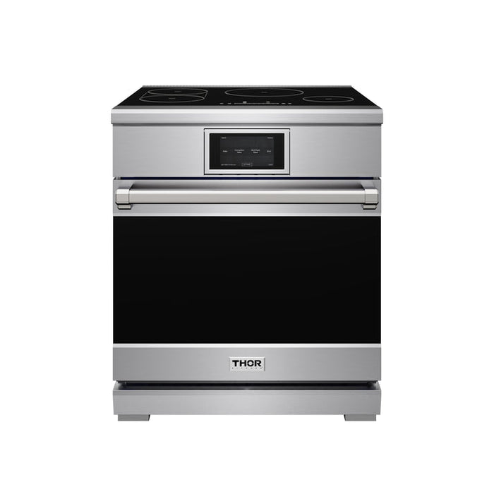 THOR Kitchen X Series 30" 4.8 cu. ft. Professional Smooth Glass Top Induction Range with Tilt Panel Touch Control, Self-Clean and Air Fry in Stainless Steel - XRI30E