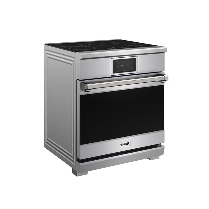 THOR Kitchen X Series 30" 4.8 cu. ft. Professional Smooth Glass Top Induction Range with Tilt Panel Touch Control, Self-Clean and Air Fry in Stainless Steel - XRI30E