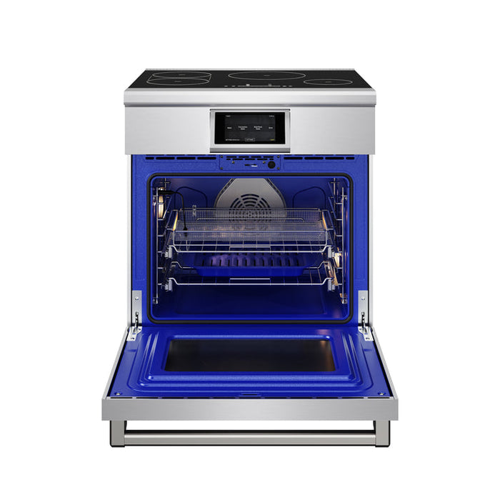 THOR Kitchen X Series 30" 4.8 cu. ft. Professional Smooth Glass Top Induction Range with Tilt Panel Touch Control, Self-Clean and Air Fry in Stainless Steel - XRI30E