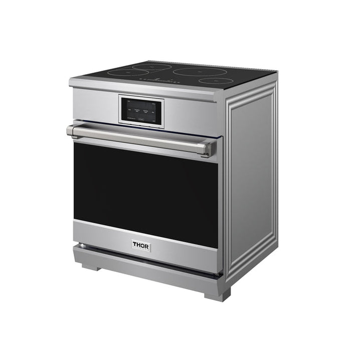 THOR Kitchen X Series 30" 4.8 cu. ft. Professional Smooth Glass Top Induction Range with Tilt Panel Touch Control, Self-Clean and Air Fry in Stainless Steel - XRI30E
