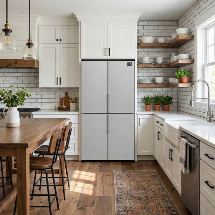 FORNO Guardia 46.8" 21.6 cu. ft. Side-By-Side Refrigerator with Bottom Freezer in Stainless Steel- FFFFD1778-48