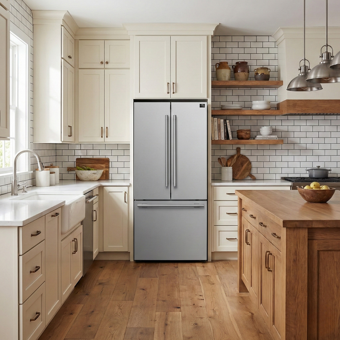 FORNO Gallipoli 30" 17.5 cu. ft. French Door Refrigerator in Stainless Steel with Ice Maker- FFFFD1974-31SB