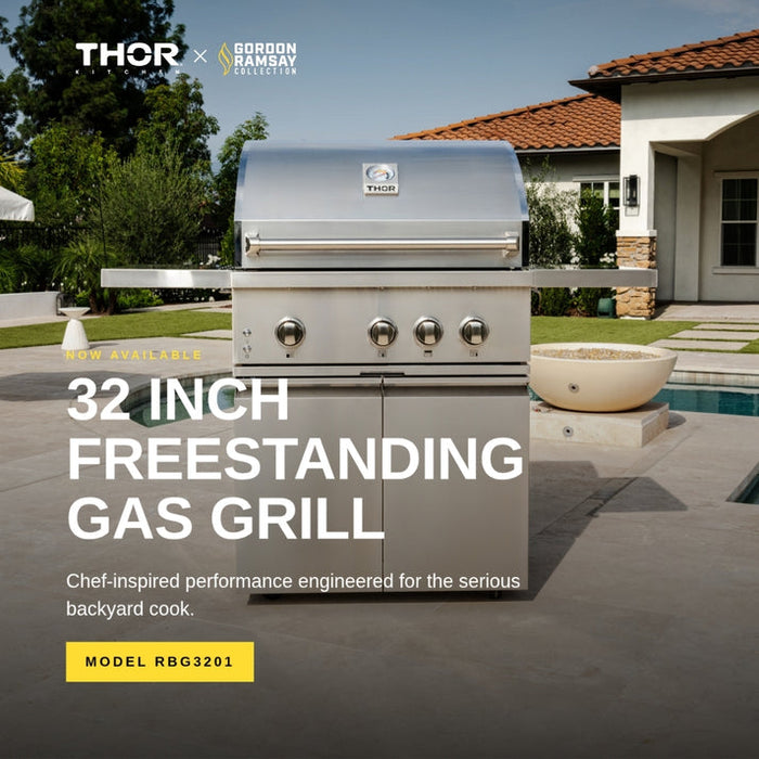 Gordon Ramsay by THOR Kitchen 32" Freestanding/Built-In Propane Gas Gas Grill and Cart - RBG3201