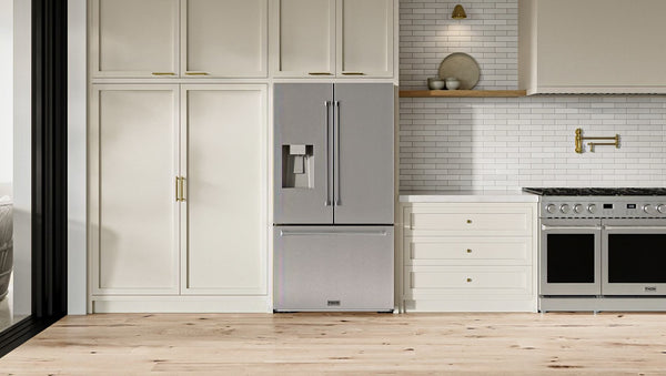THOR Kitchen 36-in. French Door Standard Depth Refrigerator with Water Dispenser and Dual Ice Maker, Stainless Steel- TRF3628FFD
