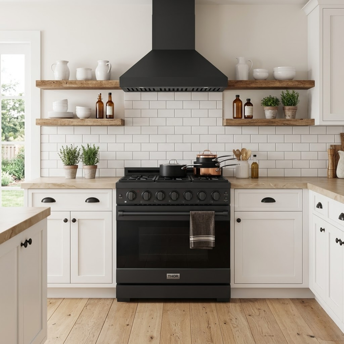 Gordon Ramsay by THOR Kitchen 36" 6 cu. ft. Professional Propane Gas Range with 6 Sealed Burners in Black - RSG36PBLP