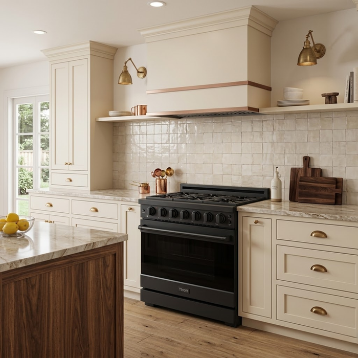 Gordon Ramsay by THOR Kitchen 36" 6 cu. ft. Professional Natural Gas Range with 6 Sealed Burners in Black - RSG36PB