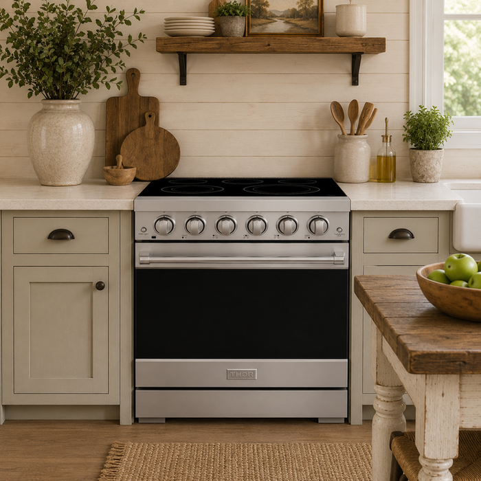 Gordon Ramsay by THOR Kitchen 30 Inch Professional Electric Range, 5 Element, Convection Oven in Stainless Steel - RSE30P