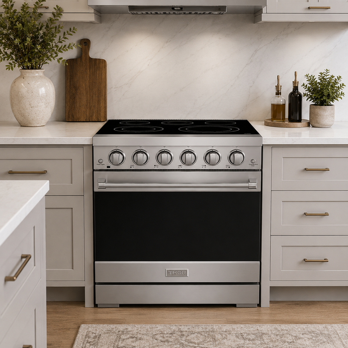 Gordon Ramsay by THOR Kitchen 30 Inch Professional Electric Range, 5 Element, Convection Oven in Stainless Steel - RSE30P