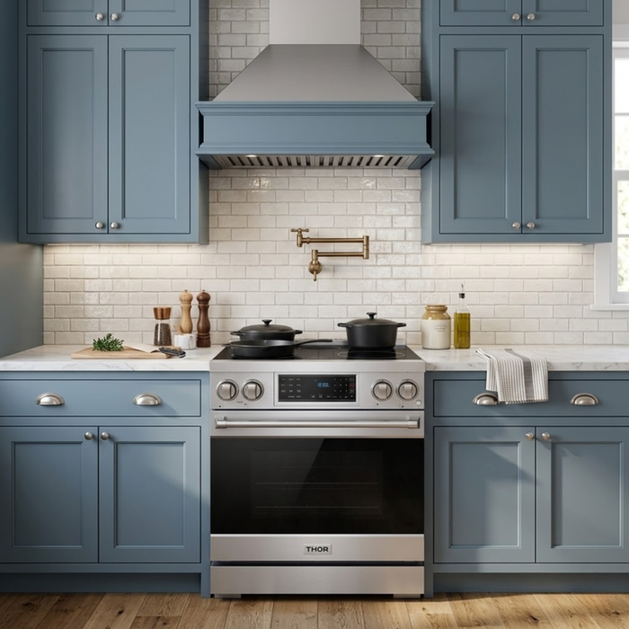 Gordon Ramsay by THOR Kitchen 30" 4.8 cu. ft. Professional Smooth Glass Top Induction Range with Tilt Panel Touch Control, Self-Clean and Air Fry in Stainless Steel - RSI30