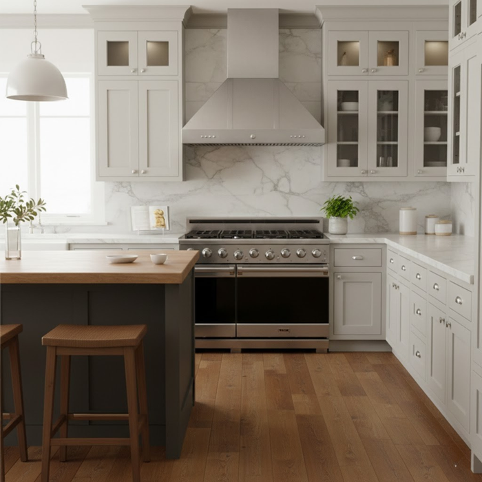 THOR Kitchen 48" 7.6 cu. ft. Professional Natural Gas Range with 7 Italian Brass Sealed Burners in Stainless Steel - XRG48E